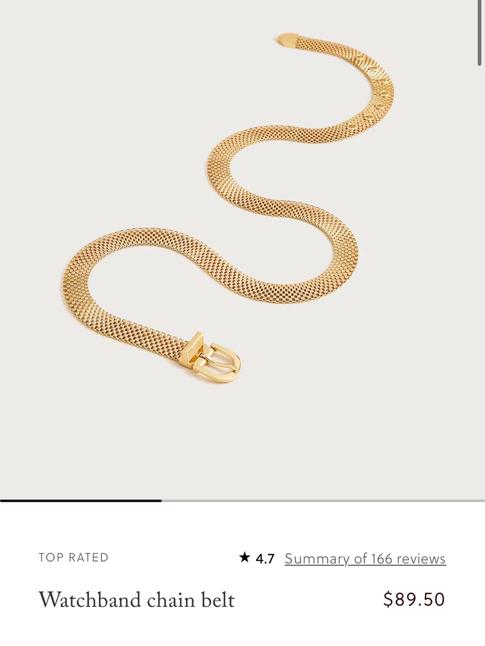 J.Crew Gold Watchband Belt